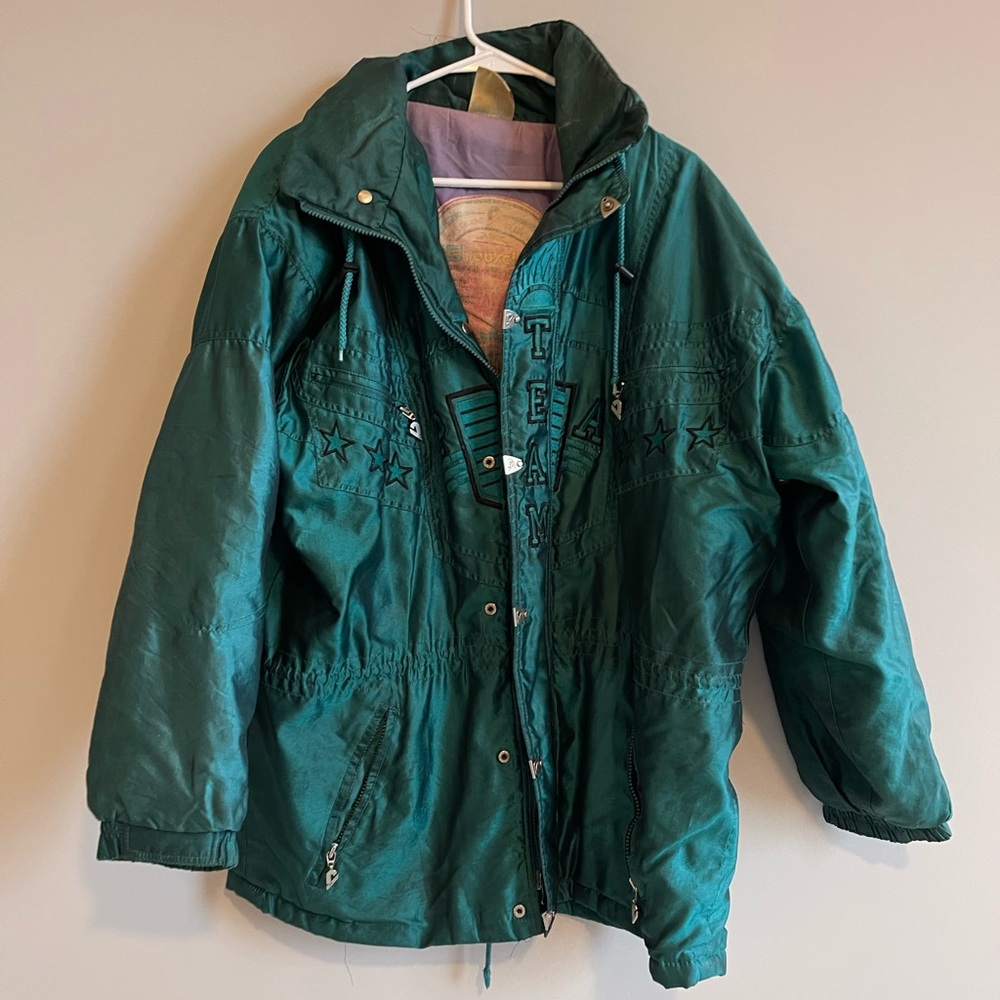 RARE Vintage 80s Reusch Activewear Teal Nylon Women’s Ski Jacket